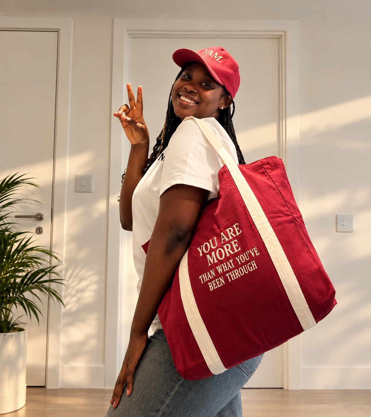 YAM Burgundy Tote & Cap set