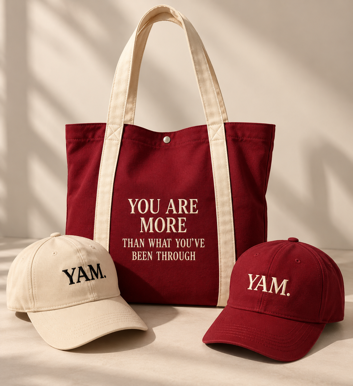 YAM Burgundy Tote & Cap set